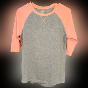 Baseball Tee - Light Pink & Grey - Women's Extra Small
